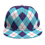White Blue And Red Argyle Pattern Print Snapback Cap