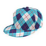 White Blue And Red Argyle Pattern Print Snapback Cap