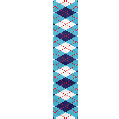 White Blue And Red Argyle Pattern Print Table Runner