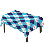 White Blue And Red Argyle Pattern Print Tablecloth