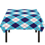 White Blue And Red Argyle Pattern Print Tablecloth