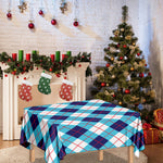 White Blue And Red Argyle Pattern Print Tablecloth