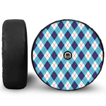White Blue And Red Argyle Pattern Print Tire Cover With Camera Hole
