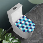 White Blue And Red Argyle Pattern Print Toilet Lid Cover