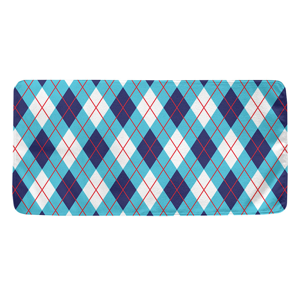 White Blue And Red Argyle Pattern Print Towel
