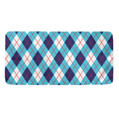 White Blue And Red Argyle Pattern Print Towel
