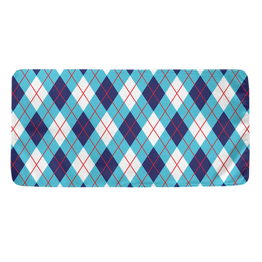 White Blue And Red Argyle Pattern Print Towel