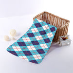 White Blue And Red Argyle Pattern Print Towel