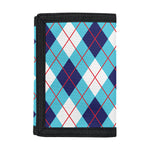 White Blue And Red Argyle Pattern Print Trifold Wallet