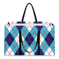 White Blue And Red Argyle Pattern Print Utility Tote Bag
