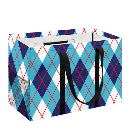 White Blue And Red Argyle Pattern Print Utility Tote Bag