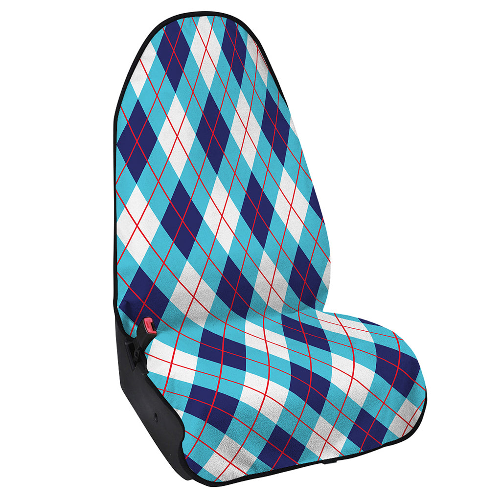 White Blue And Red Argyle Pattern Print Waterproof Car Seat Cover