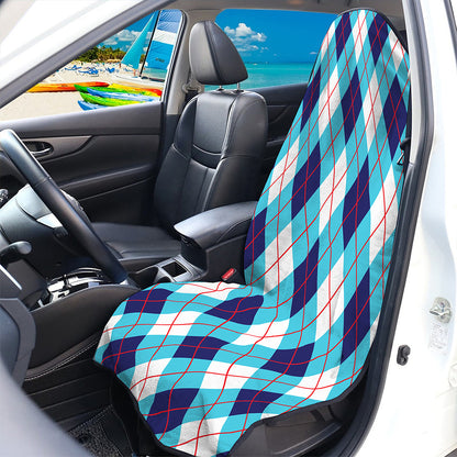 White Blue And Red Argyle Pattern Print Waterproof Car Seat Cover
