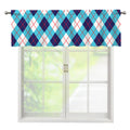 White Blue And Red Argyle Pattern Print Window Valance