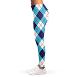 White Blue And Red Argyle Pattern Print Women's Leggings