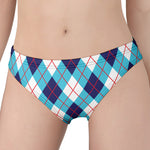 White Blue And Red Argyle Pattern Print Women's Panties