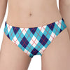 White Blue And Red Argyle Pattern Print Women's Panties