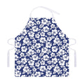 White Blue Hibiscus Floral Pattern Print Adjustable Apron