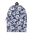 White Blue Hibiscus Floral Pattern Print School Backpack