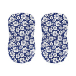 White Blue Hibiscus Floral Pattern Print Bar Stool Covers