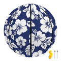 White Blue Hibiscus Floral Pattern Print Basketball