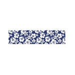 White Blue Hibiscus Floral Pattern Print Bed Runner
