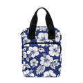 White Blue Hibiscus Floral Pattern Print Bible Tote Bag