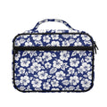 White Blue Hibiscus Floral Pattern Print Briefcase Bible Bag
