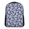 White Blue Hibiscus Floral Pattern Print Casual Backpack