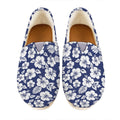 White Blue Hibiscus Floral Pattern Print Casual Shoes