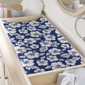 White Blue Hibiscus Floral Pattern Print Changing Pad Cover