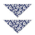 White Blue Hibiscus Floral Pattern Print Dog Bandana