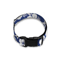 White Blue Hibiscus Floral Pattern Print Dog Collar