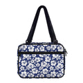 White Blue Hibiscus Floral Pattern Print Double Strap Bible Bag