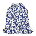 White Blue Hibiscus Floral Pattern Print Drawstring Bag
