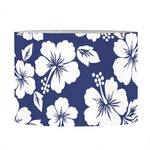 White Blue Hibiscus Floral Pattern Print Drum Lamp Shade
