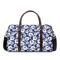 White Blue Hibiscus Floral Pattern Print Duffel Bag