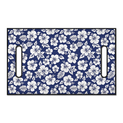 White Blue Hibiscus Floral Pattern Print Golf Cart Seat Cover