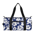 White Blue Hibiscus Floral Pattern Print Gym Bag