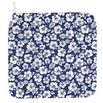 White Blue Hibiscus Floral Pattern Print Hand Towel