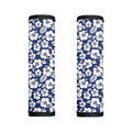 White Blue Hibiscus Floral Pattern Print Handle Covers