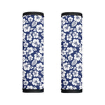White Blue Hibiscus Floral Pattern Print Handle Covers