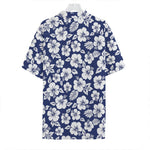 White Blue Hibiscus Floral Pattern Print Hawaiian Shirt