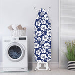 White Blue Hibiscus Floral Pattern Print Ironing Board Cover