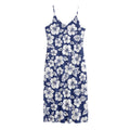White Blue Hibiscus Floral Pattern Print Jersey Midi Cami Dress