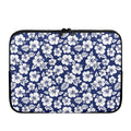 White Blue Hibiscus Floral Pattern Print Laptop Sleeve