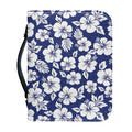 White Blue Hibiscus Floral Pattern Print Leather Bible Cover