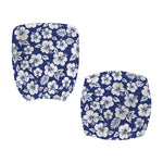 White Blue Hibiscus Floral Pattern Print Office Chair Cover