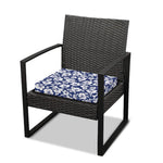 White Blue Hibiscus Floral Pattern Print Outdoor Seat Cushion Cover