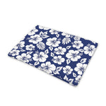 White Blue Hibiscus Floral Pattern Print Pet Cooling Mat Cover